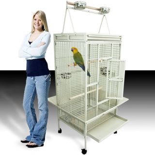 Newly listed Large White Parrot Bird Cockatiel Parakeet Finch Cage 
