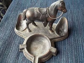vintage horse bronze ashtray id # a180 