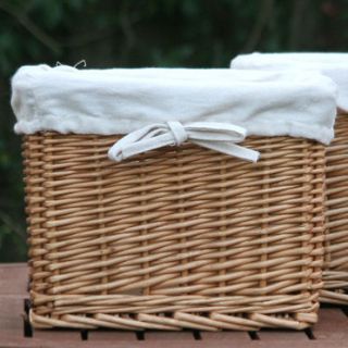 storage basket rustic wicker tall lined small 