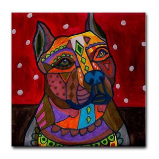   Staffordshire Terrier Art Tile   Ceramic Coaster Tile   Dog Art