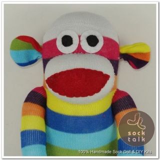Handmade Rainbow Striped Sock Monkey Stuffed Animals Doll Baby Toys