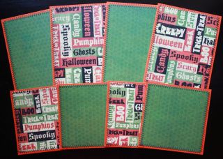 HALLOWEEN WORDS Premade Scrapbook Page or Cardmaking Sewn Mat Set *ACC 
