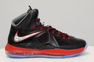 Nike LeBron 10 X+ PRESSURE Black Chrome Red 598360 001 sizes 8 14 *IN 