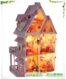 wooden dollhouse miniature diy with light sunshine alice from china