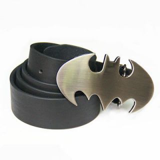 Punk VTG SuperHero Batman Silver Buckle Women Leather Waist Men Belt 