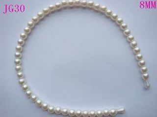 One Bridal Lady Cream 8mm Korea Faux Glass pearl Headband Hairband 