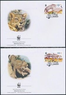 Oman stamp WWF Arabian Leopard set on 4 FDC 2004 Mi 590 593 WS104951
