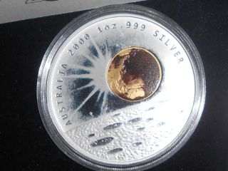 2000 1oz SILVER & Gold (Moon) MILLENNIUM PROOF ONE DOLLAR COIN (rare)