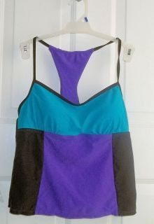 danskin swimsuit tankini bikini top only aqua purple black xl
