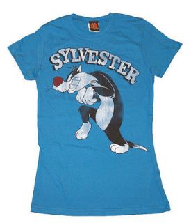 Sylvester The Cat Looney Tunes Sneaky Vintage Style Juniors Babydoll T 