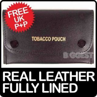 new lined black leather rolling tobacco pouch 