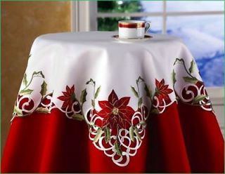   fabric holiday poinseittia round table linen christmas in home