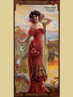 Fashion Spanish Lady Girl Red Dress Spain Wine Adv Vintage Poster 