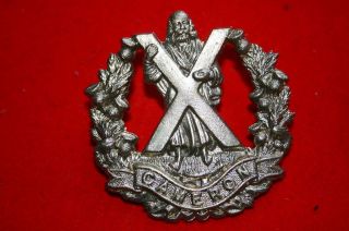 scottish cameron highlanders glengarry bonnet cap badge from united 