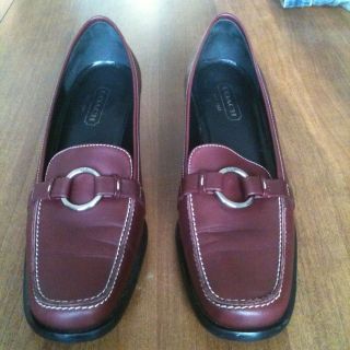 coach burgandy leather loafer shoes sz 8 b gorgeous