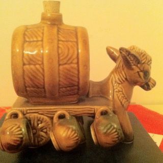   Mexican Tlaquepaque Donkey With Tequila Pot And 6 Tequila Shooters