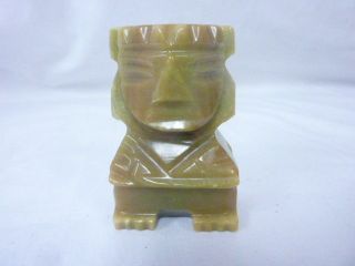 vintage Jade marble figurine from the 1980’s Aztec priest statue 