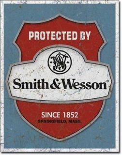 NEW Smith & Wesson   Protected By Tin Sign 12.5 X 16 12x16
