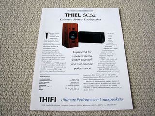 thiel scs2 speaker brochure catalogue from canada 
