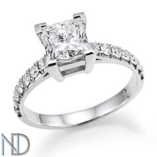   Certified 1.44 ct Princess J SI1 Diamond Engagement Ring in 14k White