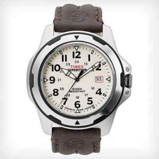 Timex Expedition Field Shock Watch, 100 Meter WR, Leather, Indiglo 