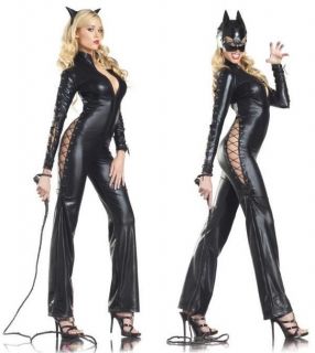 sexy two faced cat catwoman halloween costume 