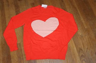 NWT J Crew Factory Heart Me Sweater Size M Medium Flame and Peach 