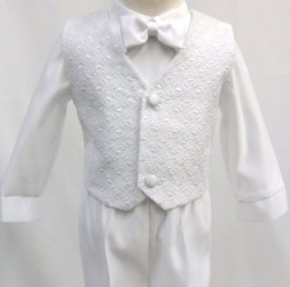 Infant Toddler Boy Christening Baptism White Suit Outfit size S M L XL 