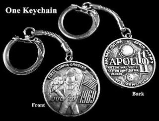 Apollo 11 Coin/Medal Key chain NASA 1969 First Man Moon XI Armstrong 