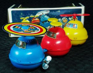 OLD STOCK VINTAGE YONE JAPAN SPACE ROBOT HELICOPTER WIND UP OLD STOCK 