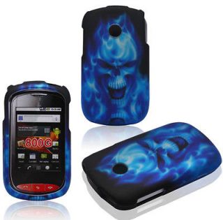 Blue Skull TracFone LG LG800G Faceplate Snap on Phone Hard Cover Case 