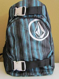 NWT Volcom Striped Graphic Logo Multi function Laptop Backpack Black 