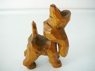 hand carved wood howling dog folk art wooden figure signed