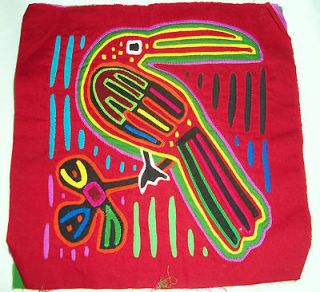Vintage Mola from Panama of a Tucan, Lovely Ethnic Fabric Applique Art 