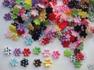   Felt/Satin Polka Dots Mini 1cm Flower Applique/trim/​10 colors H40