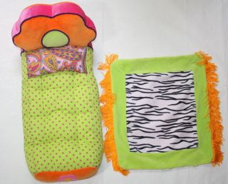 groovy girls flower zebra bed plush for 12 doll euc