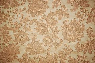 Vintage Antique Gold Arcadia Floral Damask Drapery Upholstery Fabric