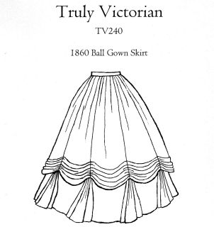 truly victorian 1860 ball gown skirt pattern all sizes time