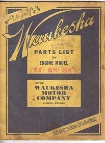waukesha 195 gas engine parts manual oem original book time