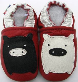 shoeszoo carozoo black white piggy red 0 6m soft sole leather infant 