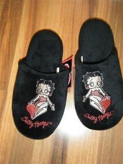 BETTY BOOP BEDROOM SHOES SZ 5 OR SZ 6 7 8 BLK NWT GENUINE SOFT & FURRY