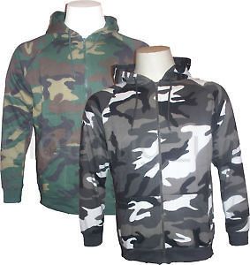 mens army camo camouflage zip hoodie hooded top s xxl more options 
