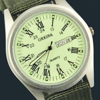   Army Mens Women Green Nightvision Dial Sport Wristwatch Date Week