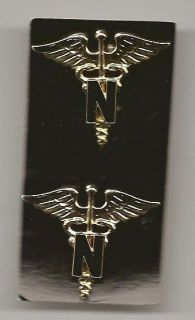 Military Gold & Black Nurse Pins   Medical Emblem Snakes & Wings 