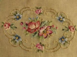 Vintage 23x18 PREWORKED Needlepoint Canvas HM   Pink Blue Flowers 