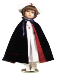 nurse doll w velvet vintage looking cape porcelain new time
