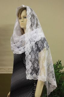 White rectangle lace veil mantilla Catholic scarf latin Mass 
