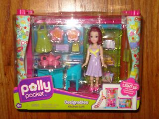 Polly Pocket DESIGNABLES Kitchen loft MINT sealed in Package NEW Light 