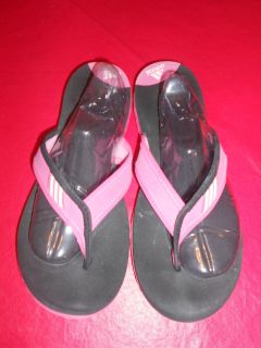 adidas black pink rubber fabric flip flop sandals wms 7