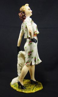 Old Lenci style Carlo Mollica Art Deco figurine lady with fox Italian 